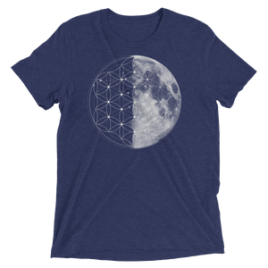 Sacred Geometry Shirt - Flower Of Life Moon - Navy