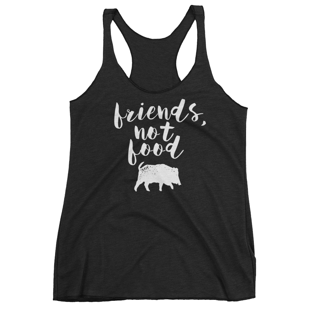 Vegan Tank Top - Friends Not Food - Vintage Black