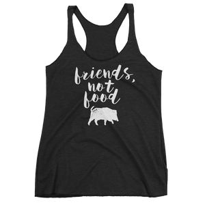 Vegan Tank Top - Friends Not Food - Vintage Black