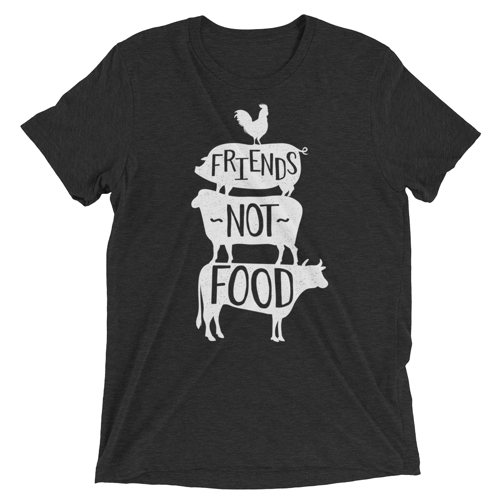 Vegan T-Shirt - Friends Not Food Tower - Charcoal Black