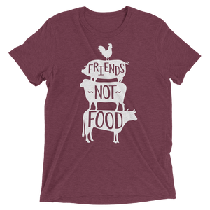 Vegan T-Shirt - Friends Not Food Tower - Maroon