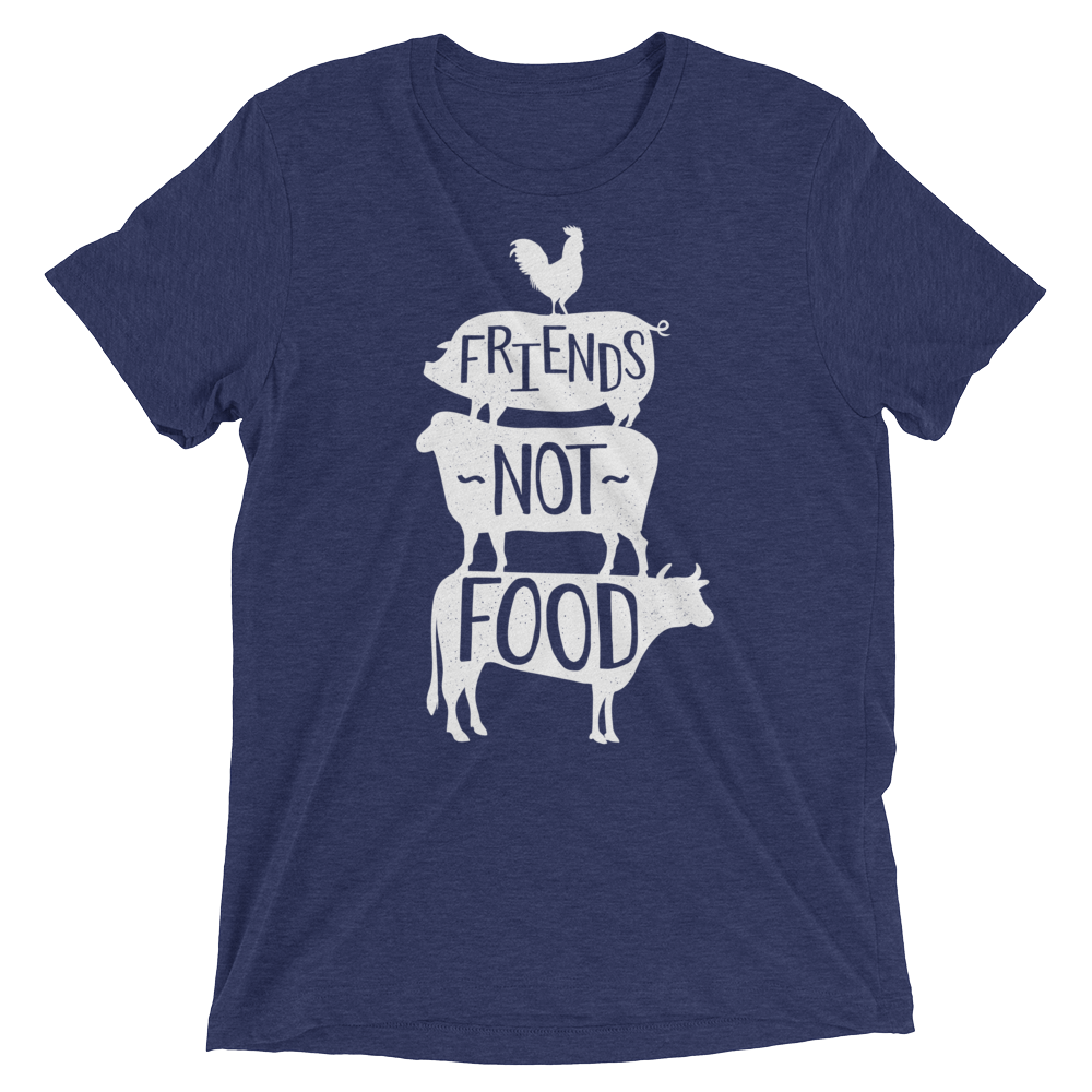 Vegan T-Shirt - Friends Not Food Tower - Navy