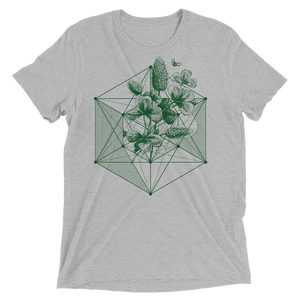 Sacred Geometry Shirt - Hexagon Clover - Athletic Grey