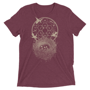 Sacred Geometry Shirt - Hexagon Formation Nest - Maroon