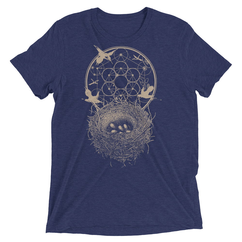 Sacred Geometry Shirt - Hexagon Formation Nest - Navy