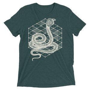 Sacred Geometry Shirt - Hexagonal Grid Cobra - Emerald