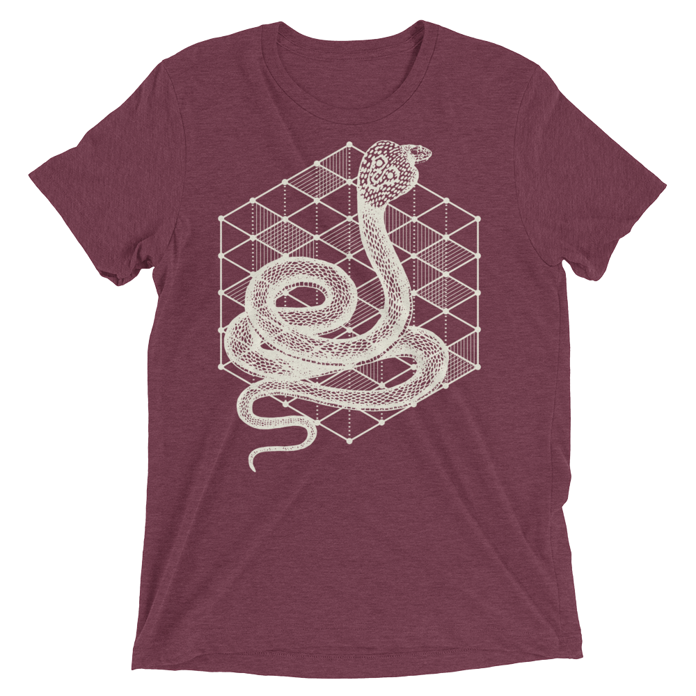 Sacred Geometry Shirt - Hexagonal Grid Cobra - Maroon