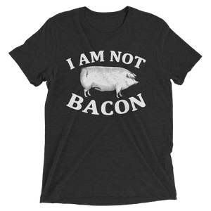 Vegan T-Shirt - I Am Not Bacon - Charcoal Black