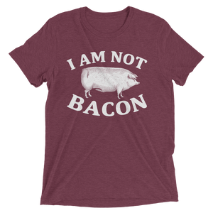 Vegan T-Shirt - I Am Not Bacon - Maroon