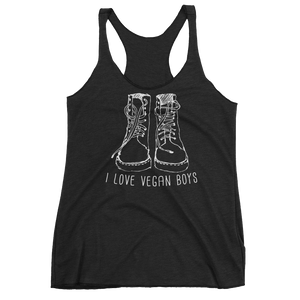 Vegan Tank Top - I Love Vegan Boys - Vintage Black