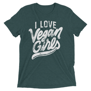 Vegan T-Shirt - I Love Vegan Girls - Emerald