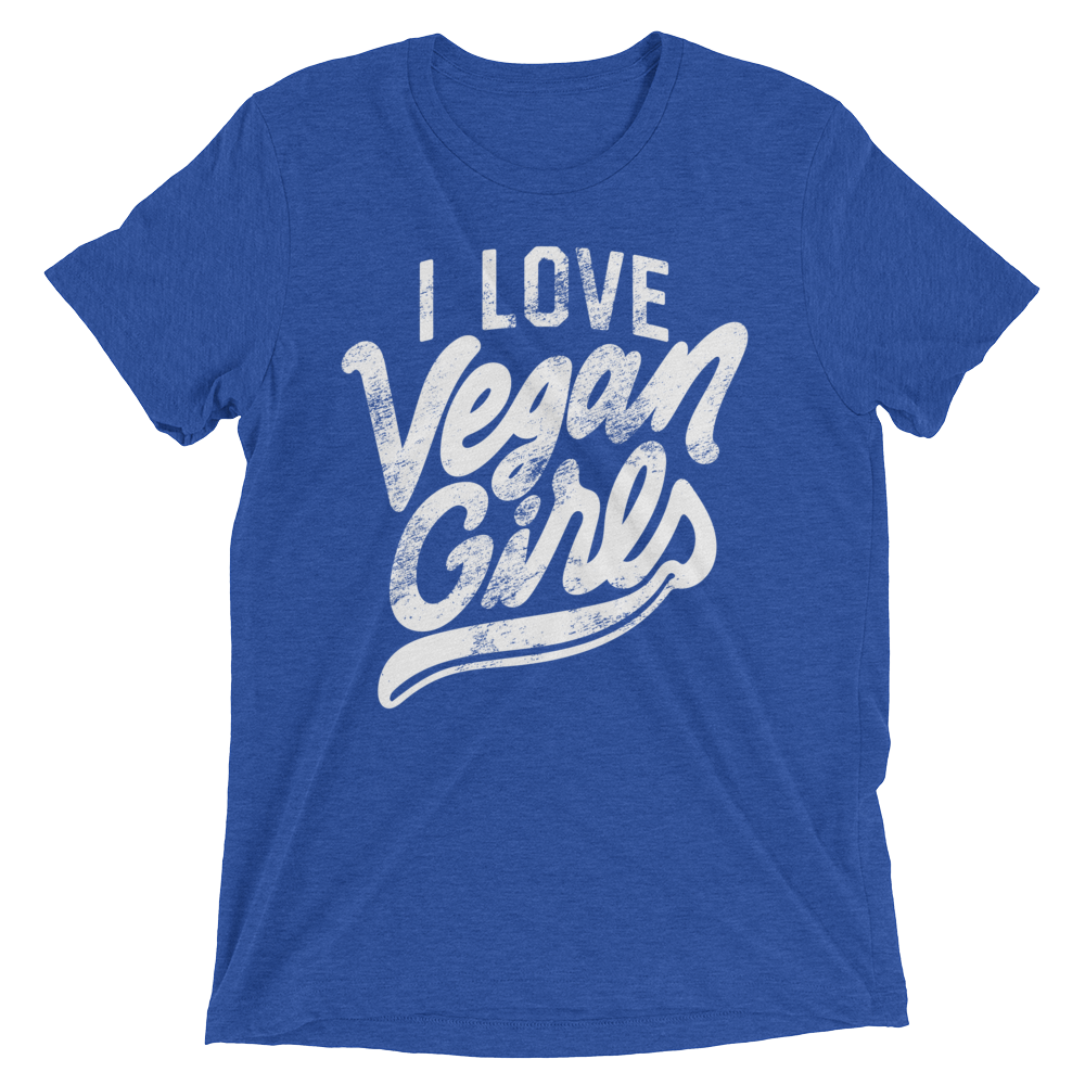 Vegan T-Shirt - I Love Vegan Girls - True Royal