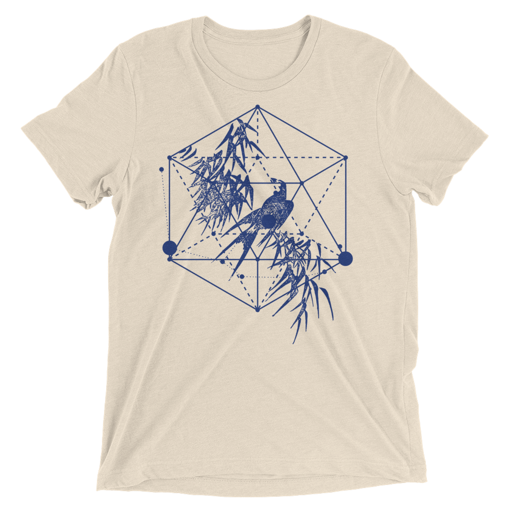 Sacred Geometry Shirt -Icosahedron Bird - Oatmeal