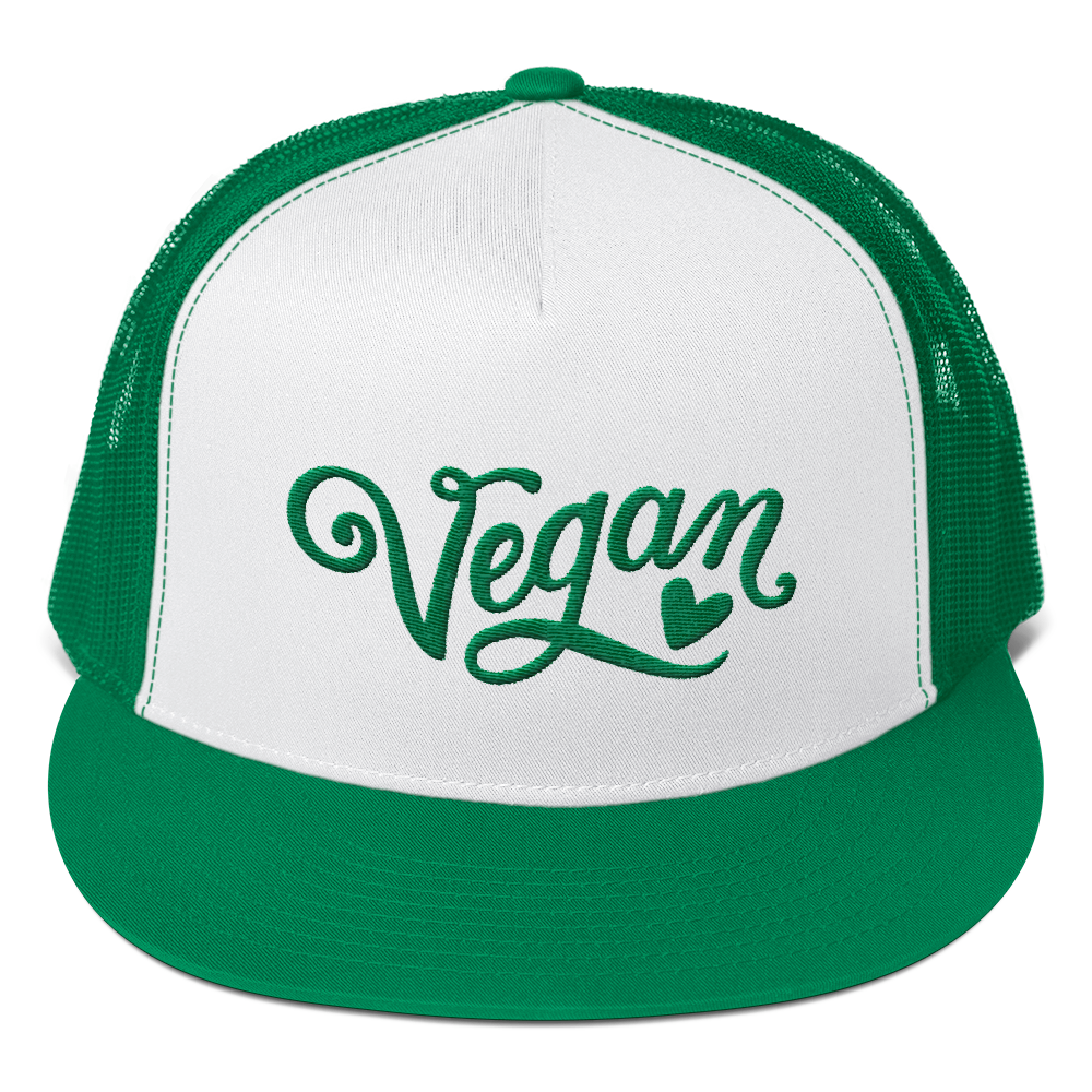 Vegan Trucker Hat - Vegan Heart - Kelly Green