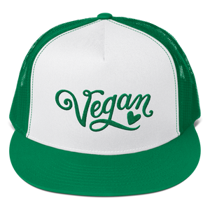 Vegan Trucker Hat - Vegan Heart - Kelly Green