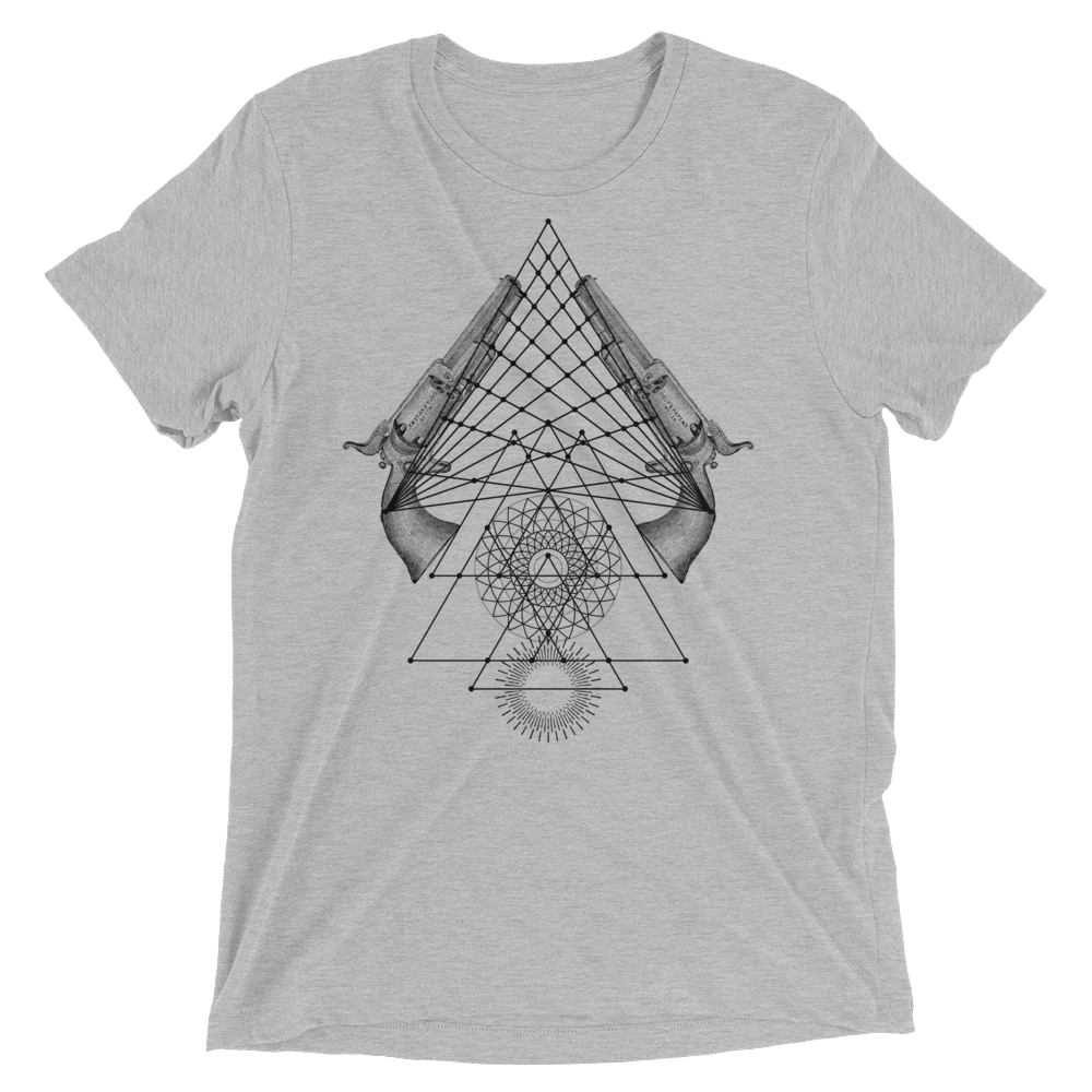 Sacred Geometry Shirt - Lotus Mandala Pistols - Athletic Grey