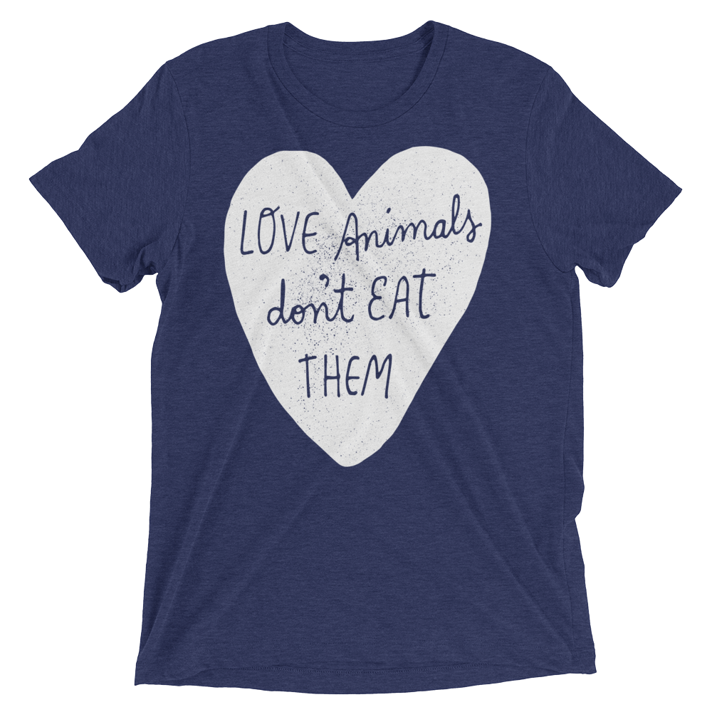 Vegan T-Shirt - Love Animals Don't Eat Them - Navy