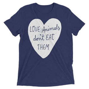 Vegan T-Shirt - Love Animals Don't Eat Them - Navy