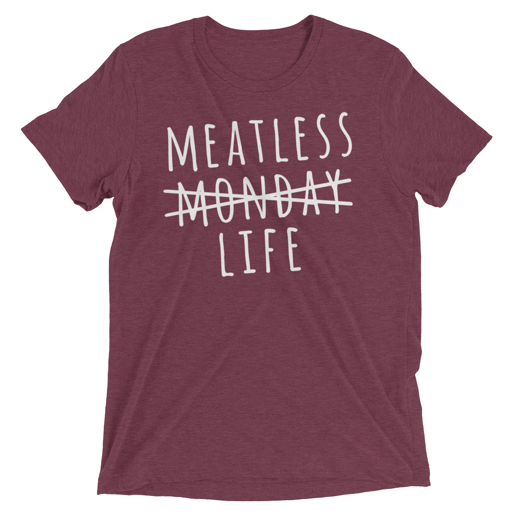 Vegan T-Shirt - Meatless Life - Maroon