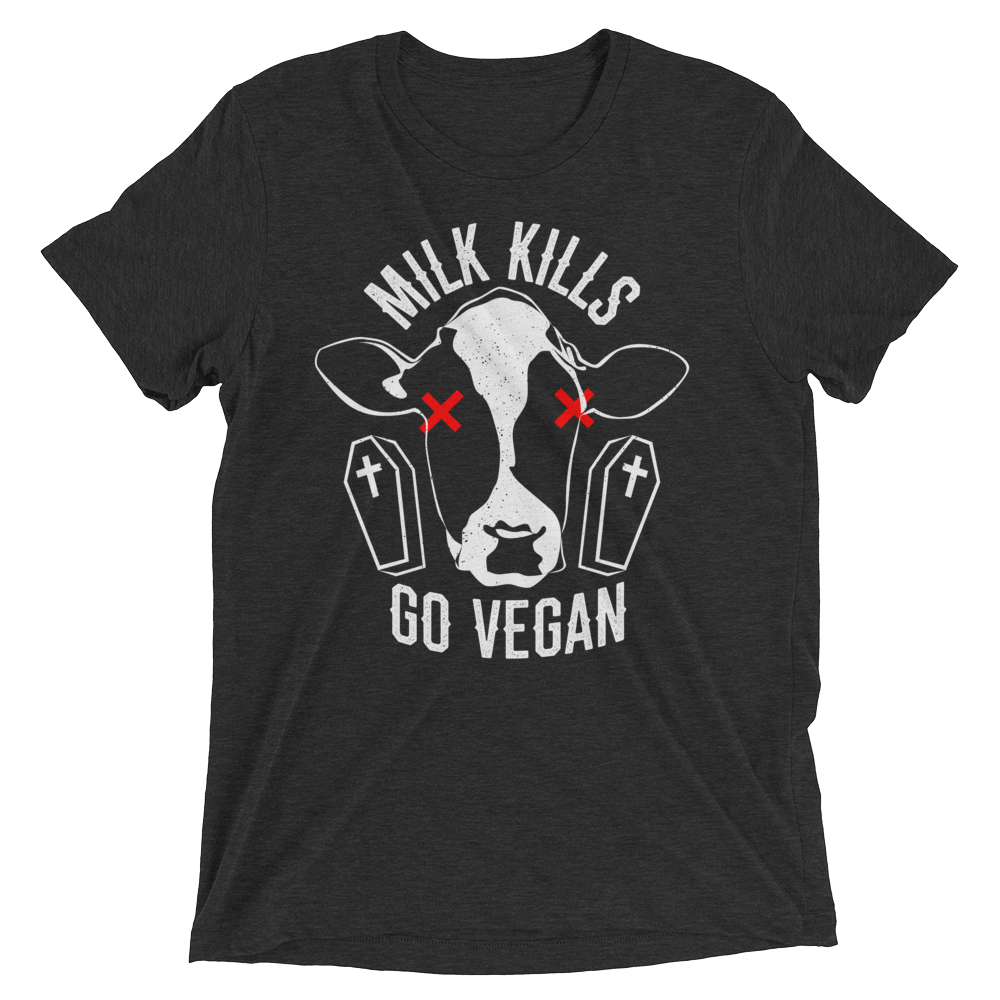 Vegan T-Shirt - Milk Kills - Charcoal Black