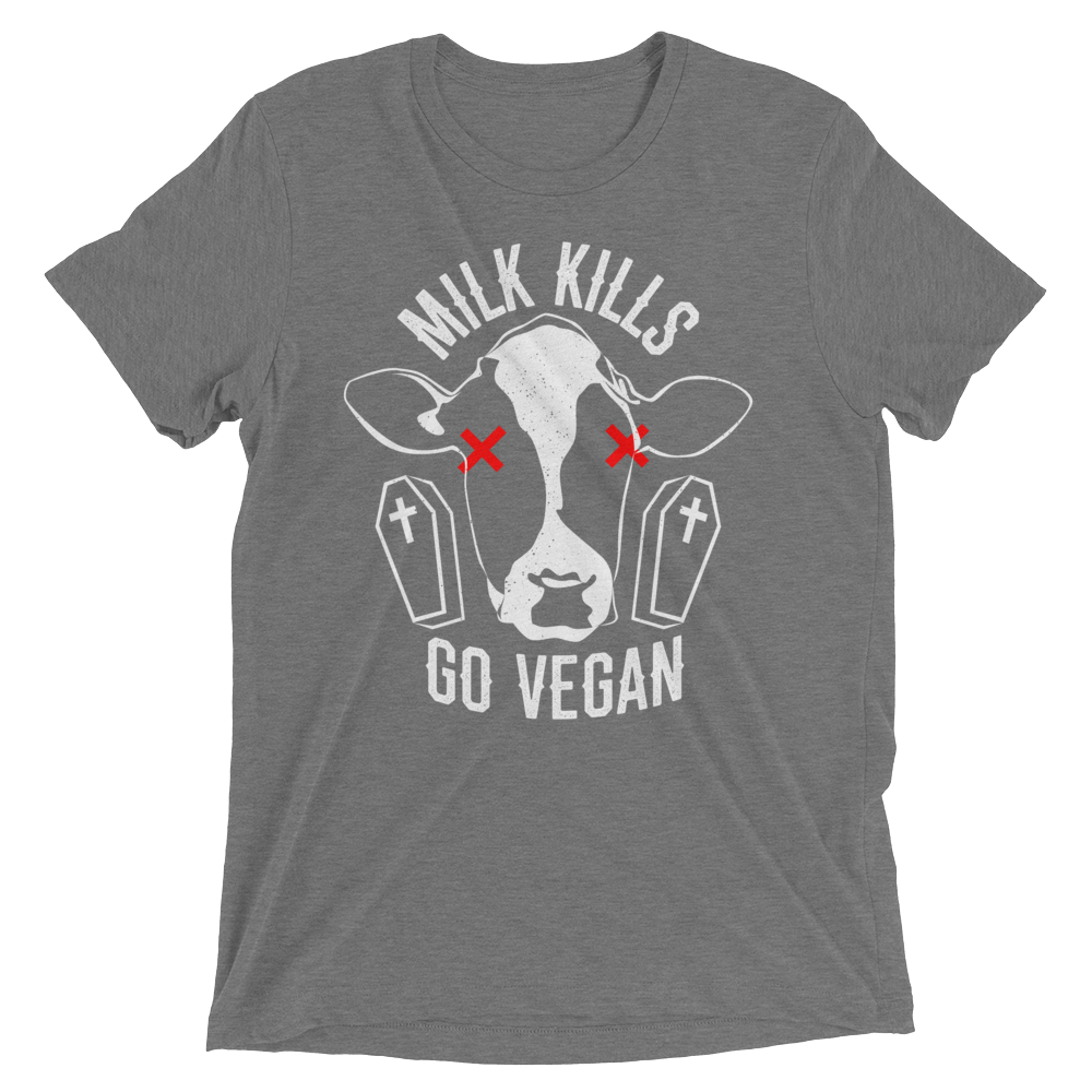 Vegan T-Shirt - Milk Kills - Grey