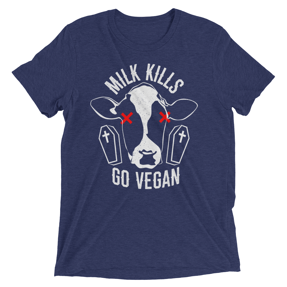 Vegan T-Shirt - Milk Kills - Navy