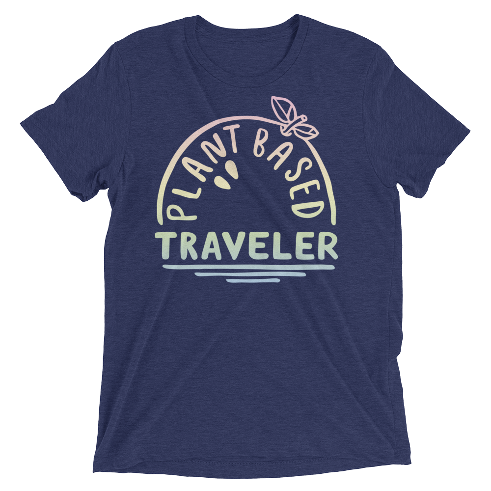 Vegan T-Shirt - Plant Based Traveler shirt - Navy