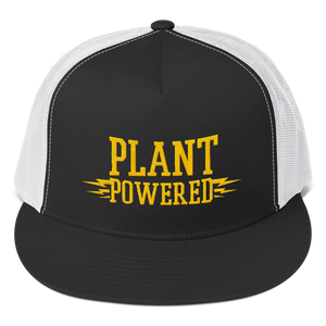 Vegan Trucker Hat - Plant Powered - Black and white