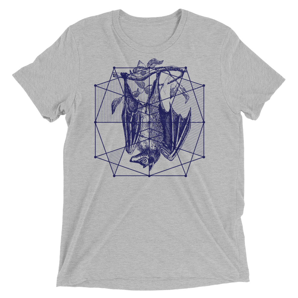 Sacred Geometry Shirt - Polygon Formation Bat - Athletic Grey
