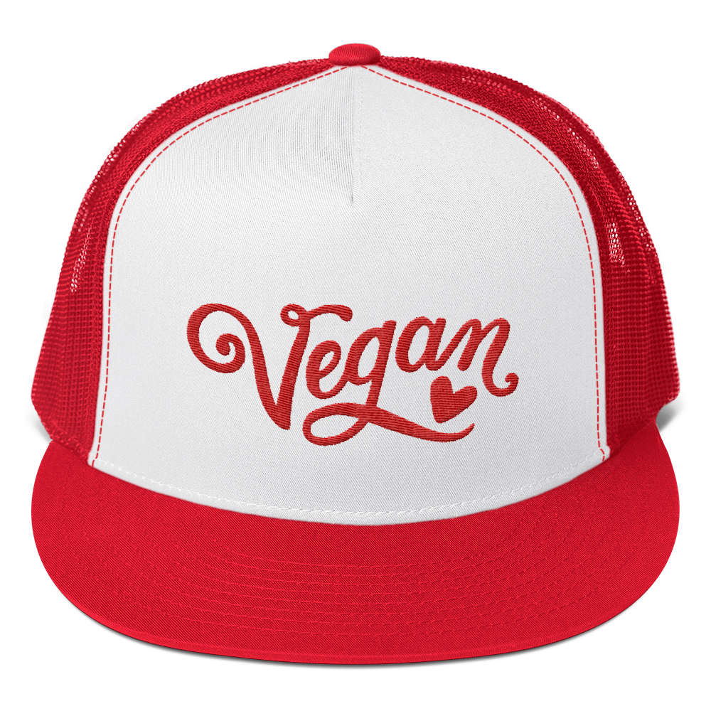 Vegan Trucker Hat - Vegan Heart - Red