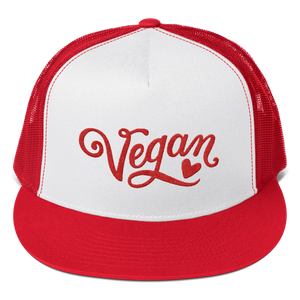 Vegan Trucker Hat - Vegan Heart - Red