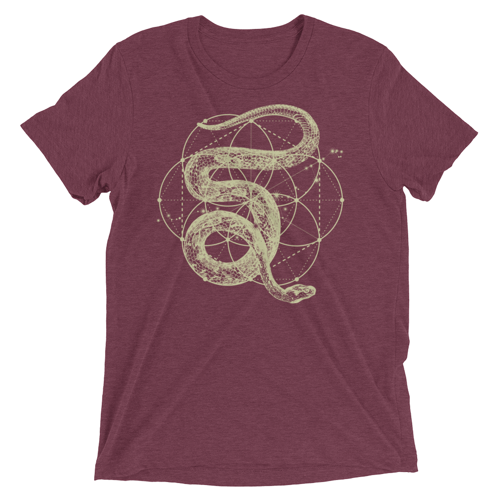 Sacred Geometry Shirt - Seed of Life Snake - Maroon