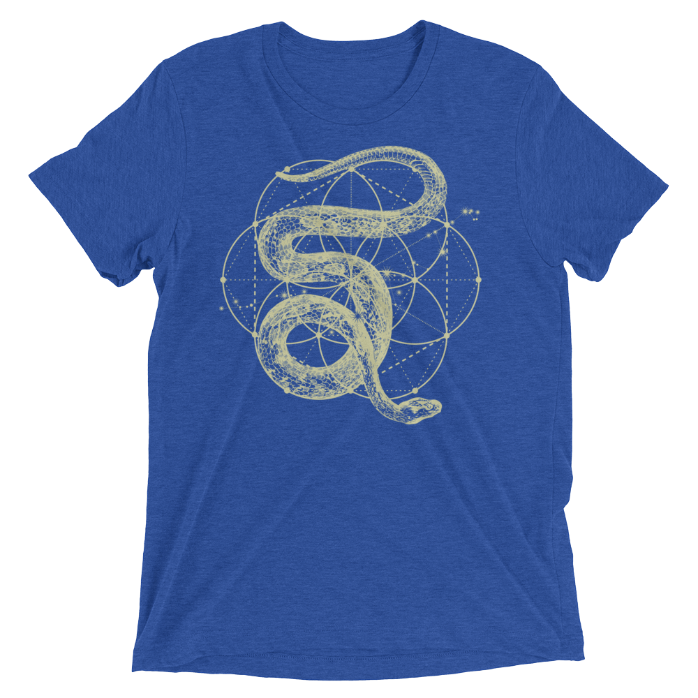 Sacred Geometry Shirt - Seed of Life Snake - True Royal