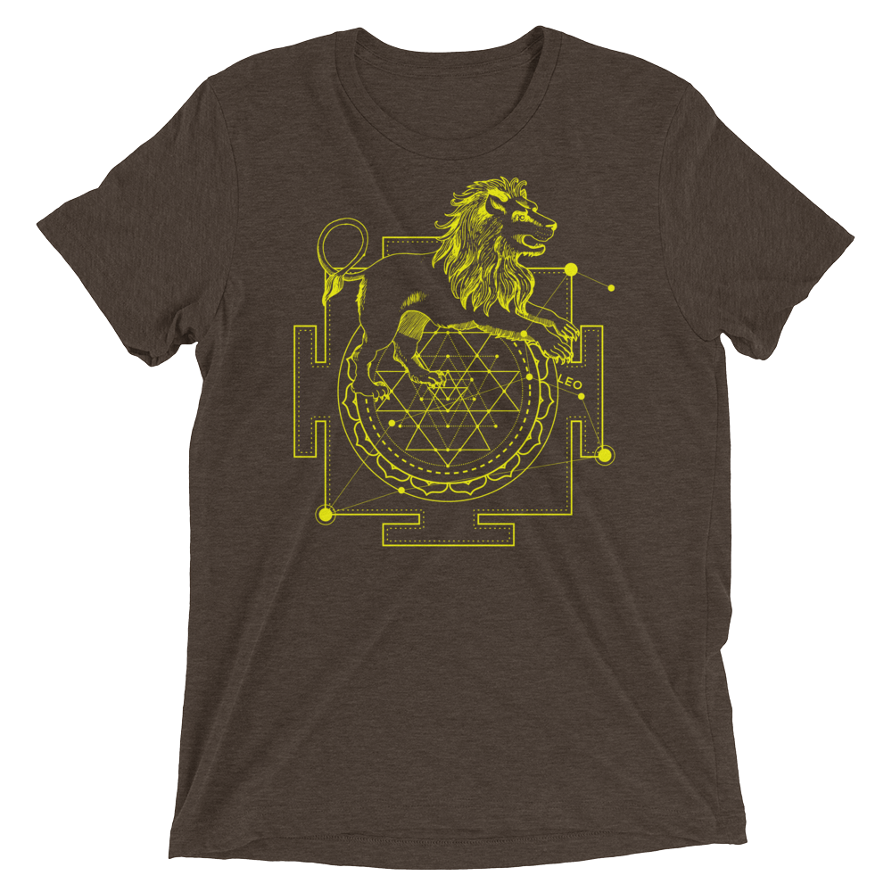 Sacred Geometry Shirt - Sri Yantra Adaptation Lion - Brown