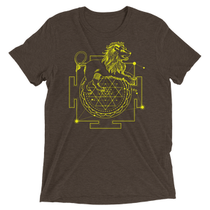 Sacred Geometry Shirt - Sri Yantra Adaptation Lion - Brown
