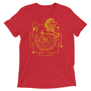 Sacred Geometry Shirt - Sri Yantra Adaptation Lion - Red