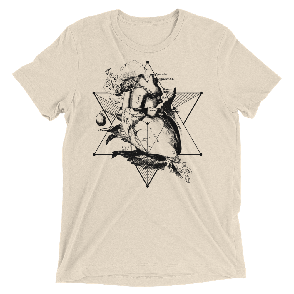 Sacred Geometry Shirt - Star Tetahedron Heart - Oatmeal
