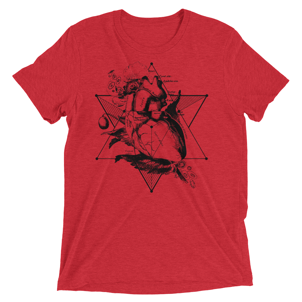 Sacred Geometry Shirt - Star Tetahedron Heart - Red