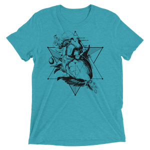 Sacred Geometry Shirt - Star Tetahedron Heart - Teal