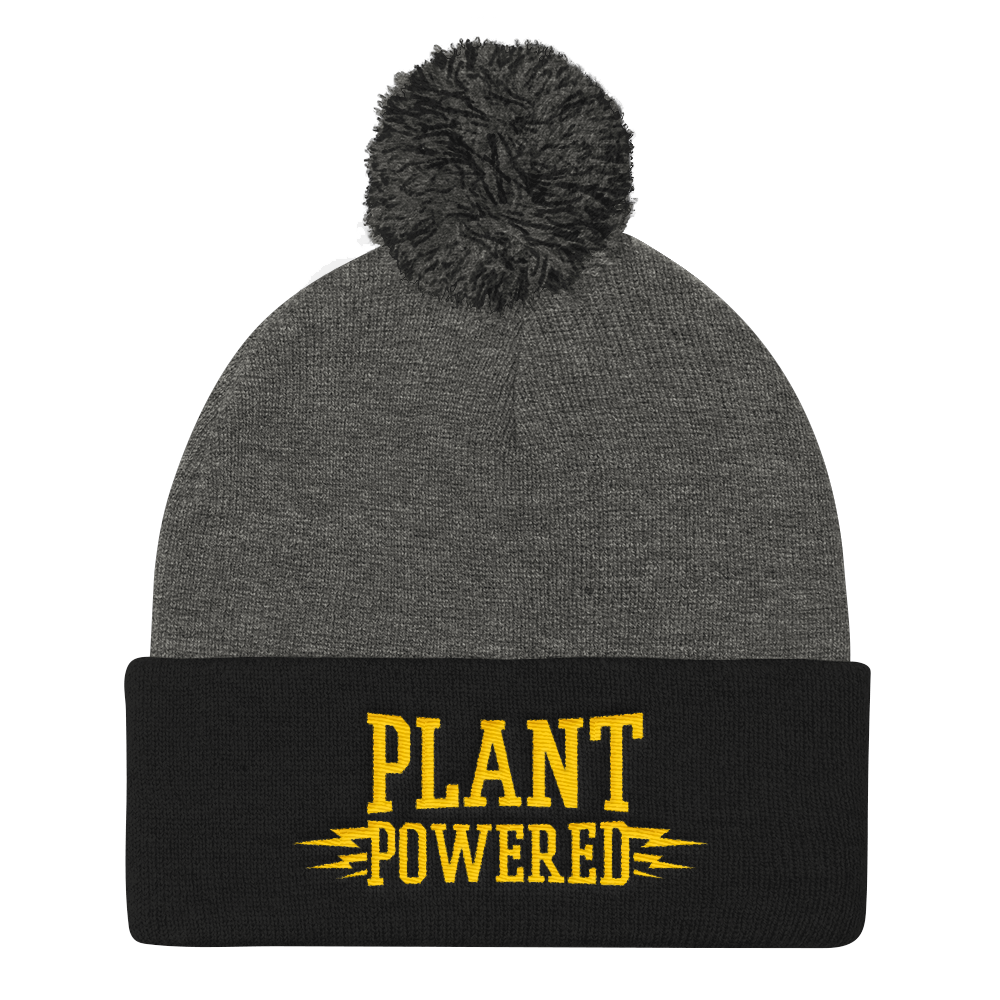 Vegan Beanie Hat - Plant Powered Hat - Grey and Black