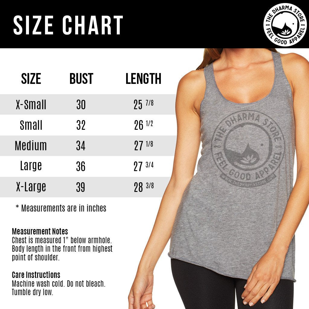 Vegan Yoga Tank Top Size Chart