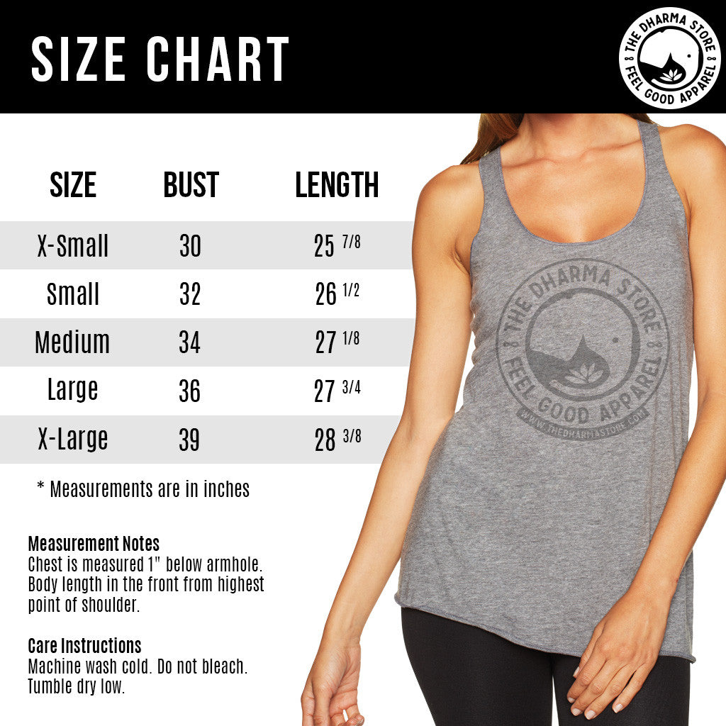 Vegan Yoga Tank Top Size chart