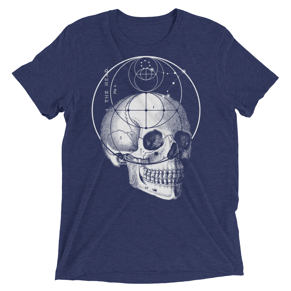 Sacred Geometry Shirt - Vesica Piscis Eye Skull - Navy